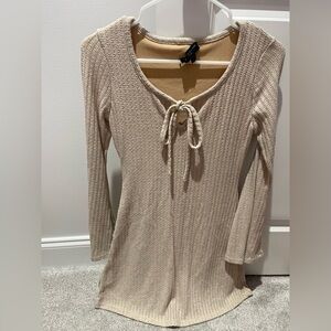 See You Monday Beige Knit Dress